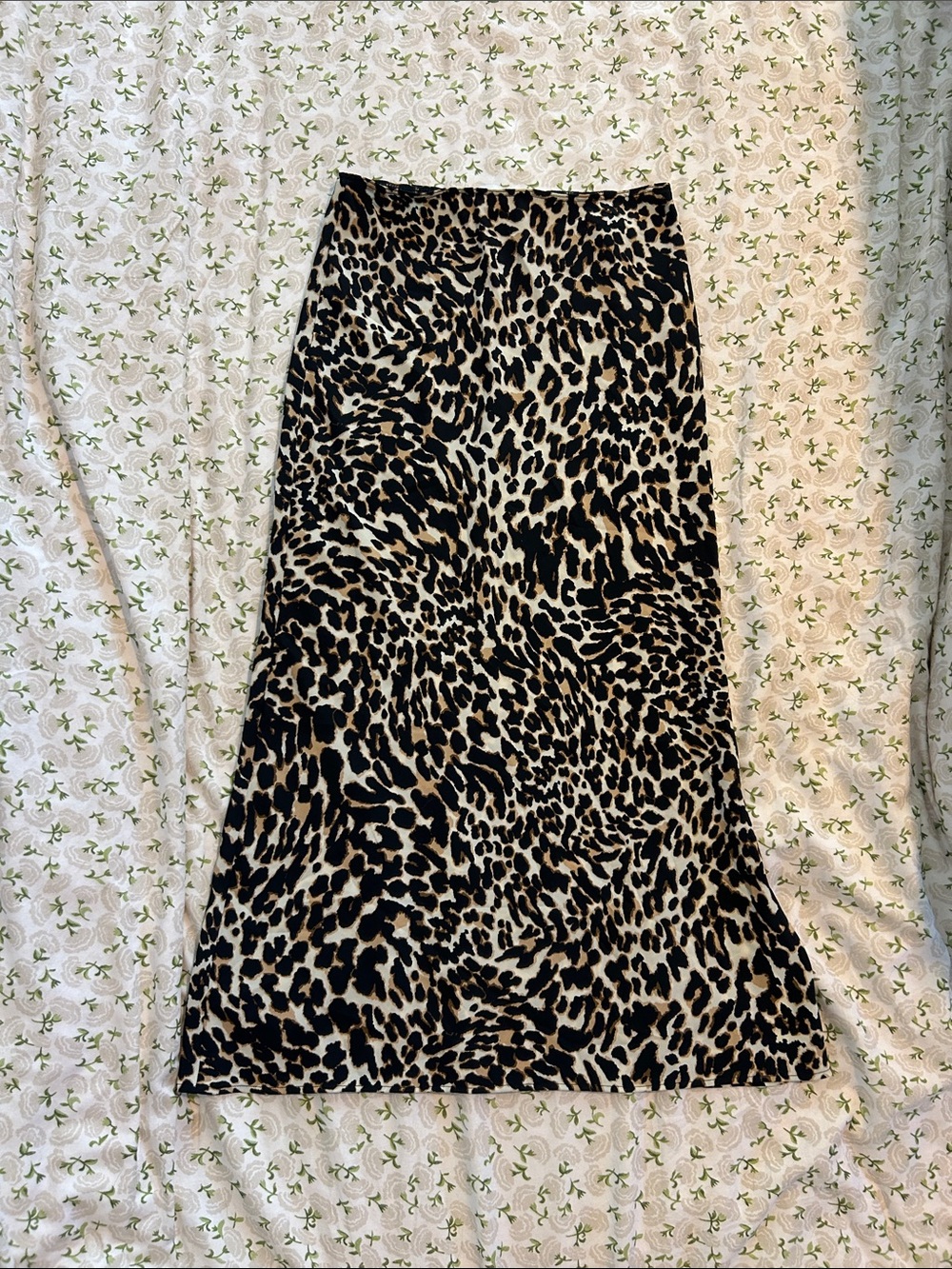 Topshop Leopard-Print Midi Skirt - Black & Tan